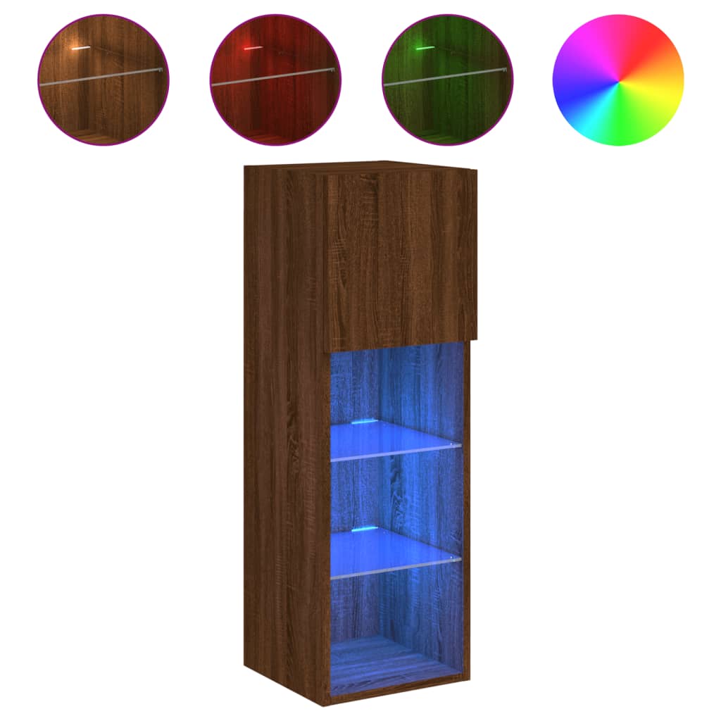 Meuble TV avec lumières LED chêne marron 30,5x30x90 cm - XIOS