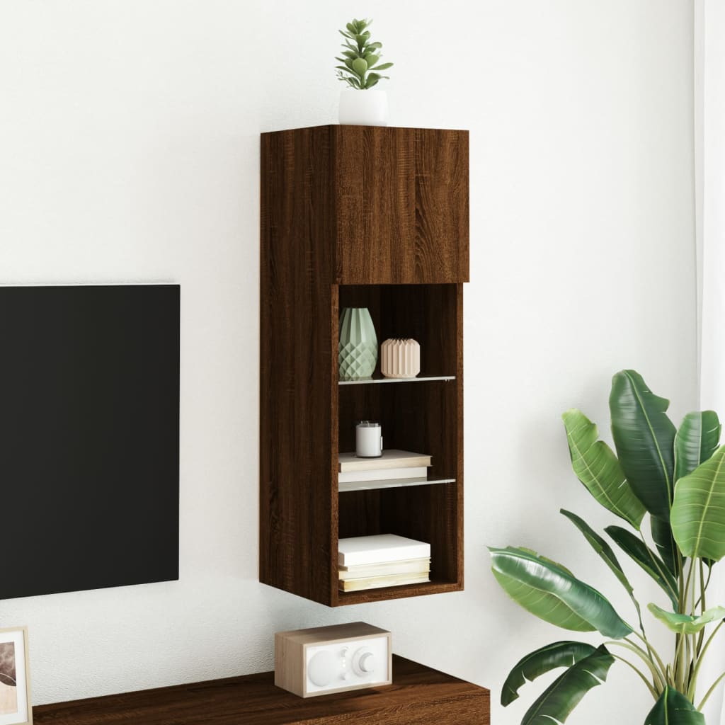 Meuble TV avec lumières LED chêne marron 30,5x30x90 cm - XIOS