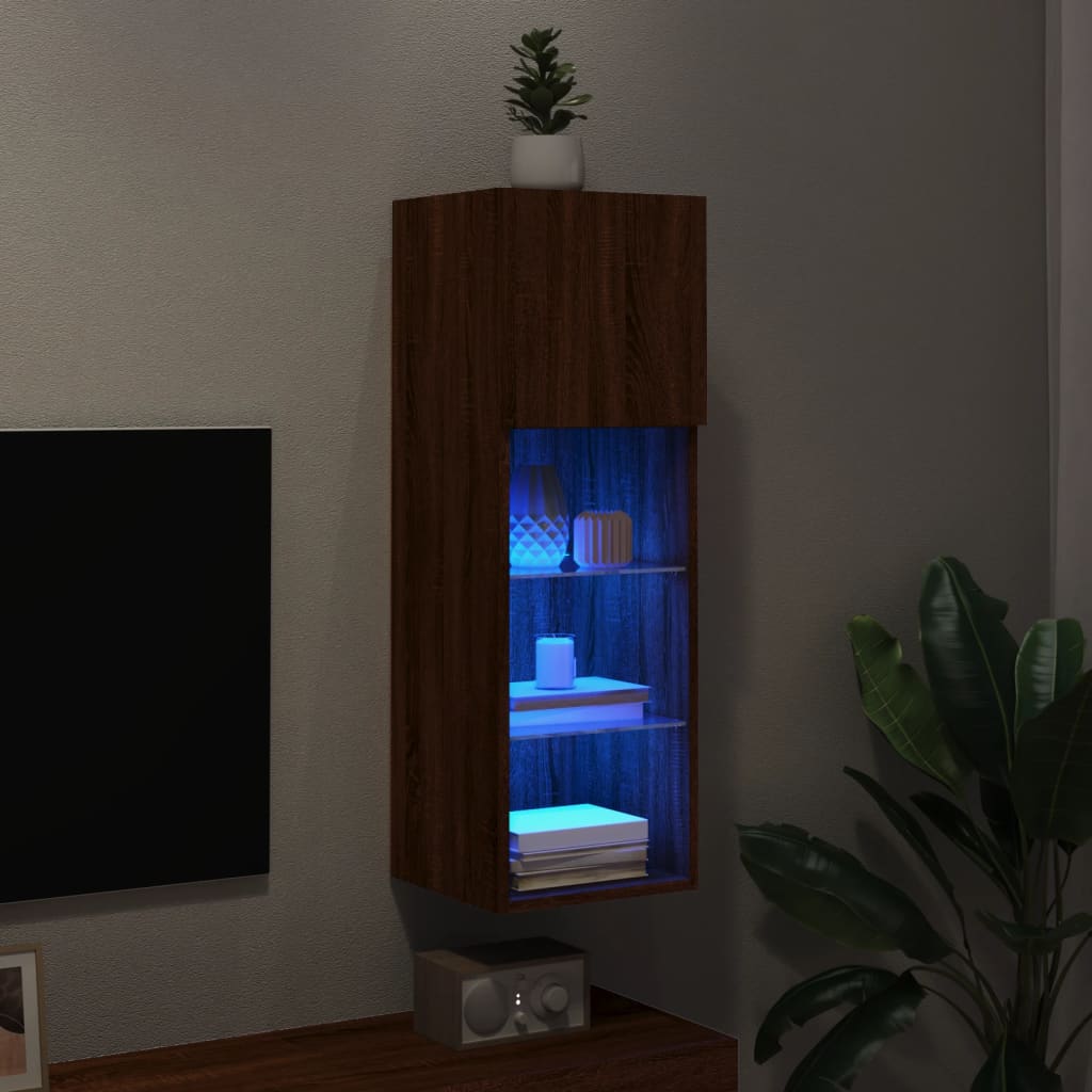Meuble TV avec lumières LED chêne marron 30,5x30x90 cm - XIOS