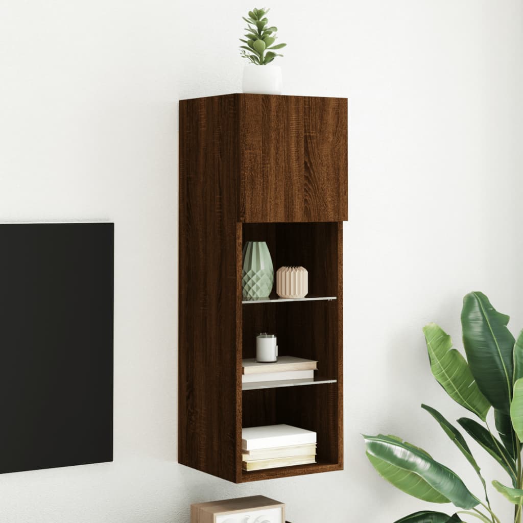 Meuble TV avec lumières LED chêne marron 30,5x30x90 cm - XIOS