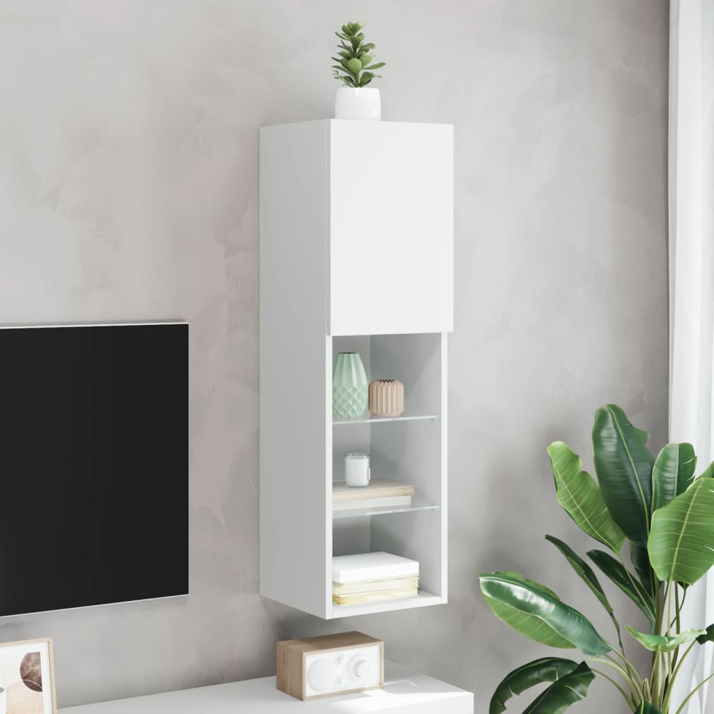 Meuble TV avec lumières LED blanc 30,5x30x102 cm - XIOS
