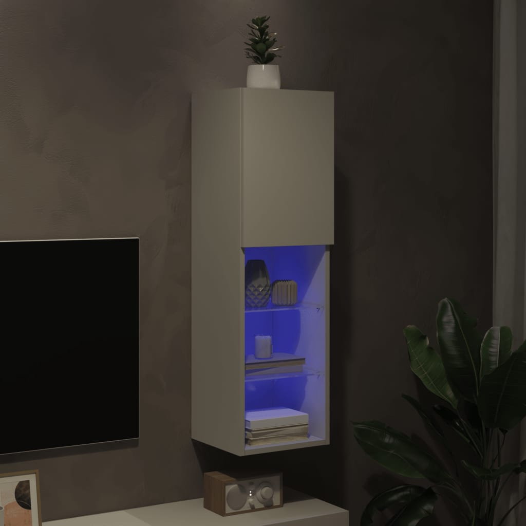 Meuble TV avec lumières LED blanc 30,5x30x102 cm - XIOS