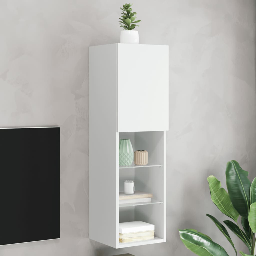 Meuble TV avec lumières LED blanc 30,5x30x102 cm - XIOS
