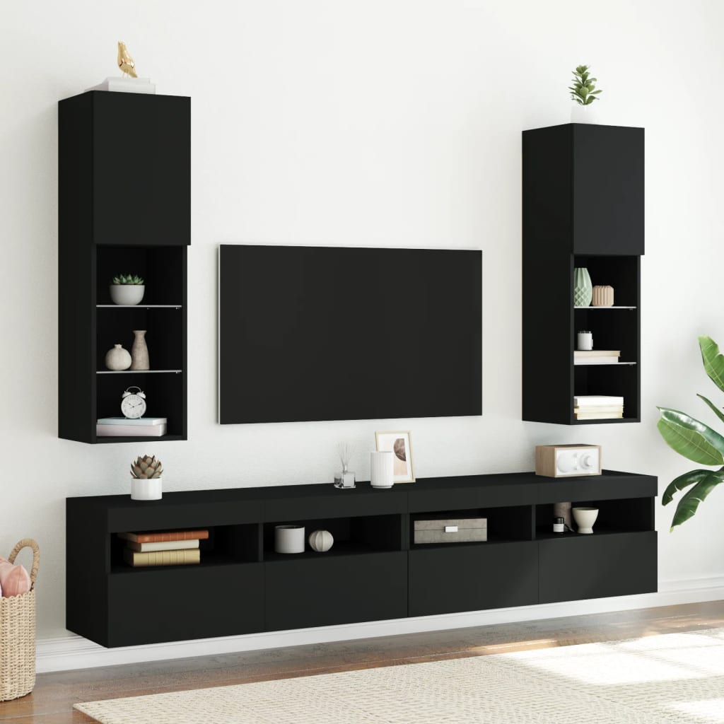 Meuble TV avec lumières LED noir 30,5x30x102 cm - XIOS