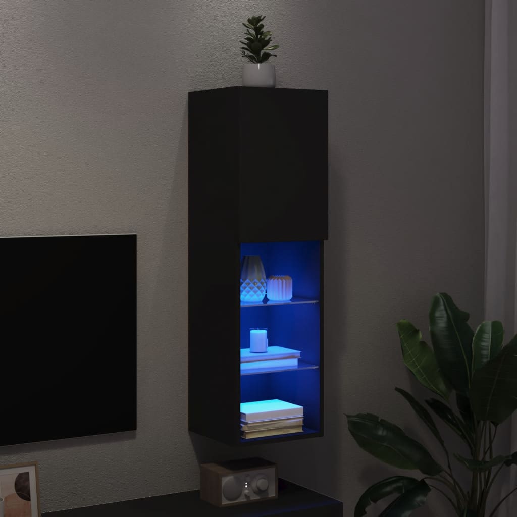 Meuble TV avec lumières LED noir 30,5x30x102 cm - XIOS