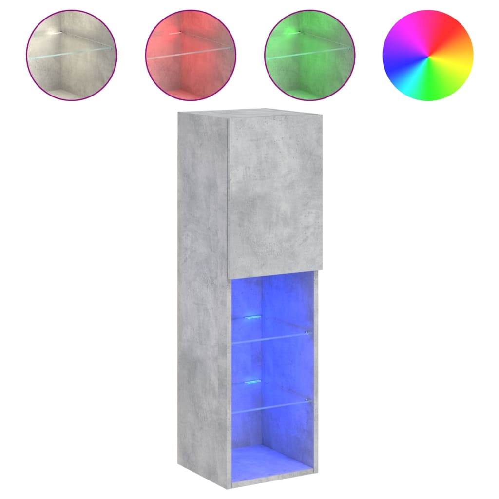 Meuble TV avec lumières LED gris béton 30,5x30x102 cm - XIOS