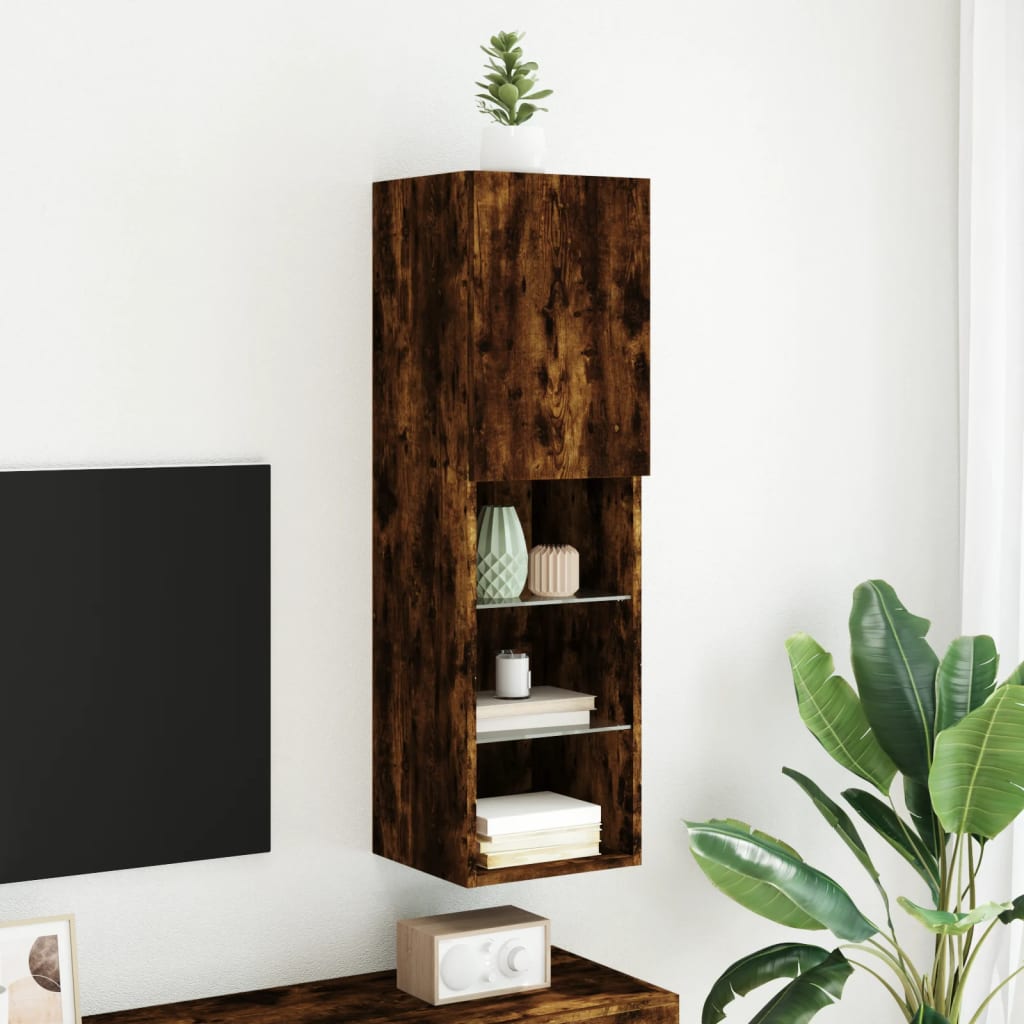 Meuble TV avec lumières LED chêne fumé 30,5x30x102 cm - XIOS