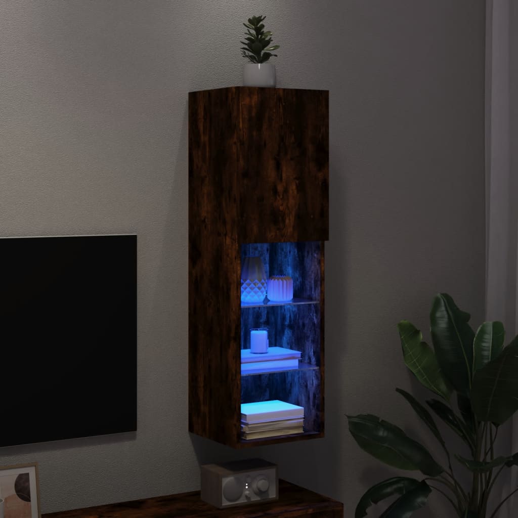 Meuble TV avec lumières LED chêne fumé 30,5x30x102 cm - XIOS