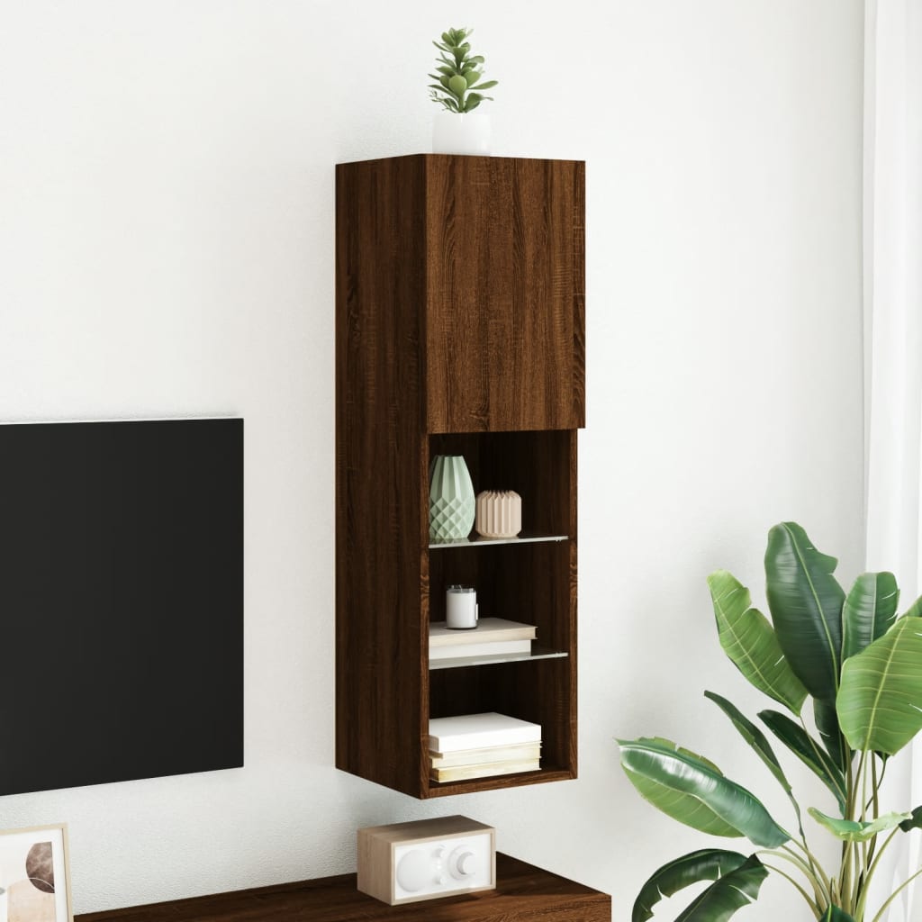Meuble TV avec lumières LED chêne marron 30,5x30x102 cm - XIOS