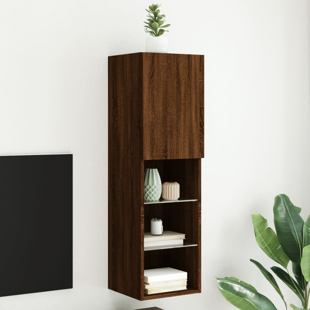 Meuble TV avec lumières LED chêne marron 30,5x30x102 cm - XIOS