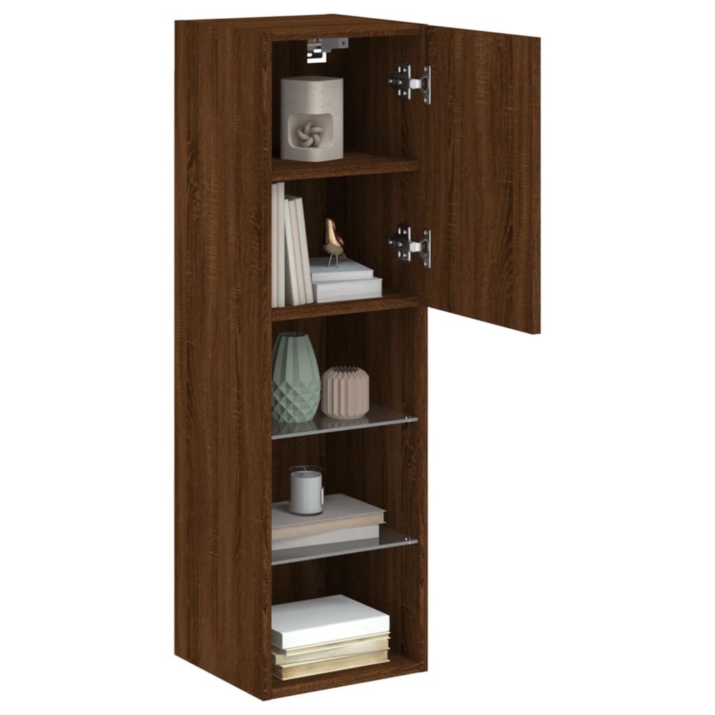 Meubles TV avec lumières LED 2 pcs chêne marron 30,5x30x102 cm - XIOS