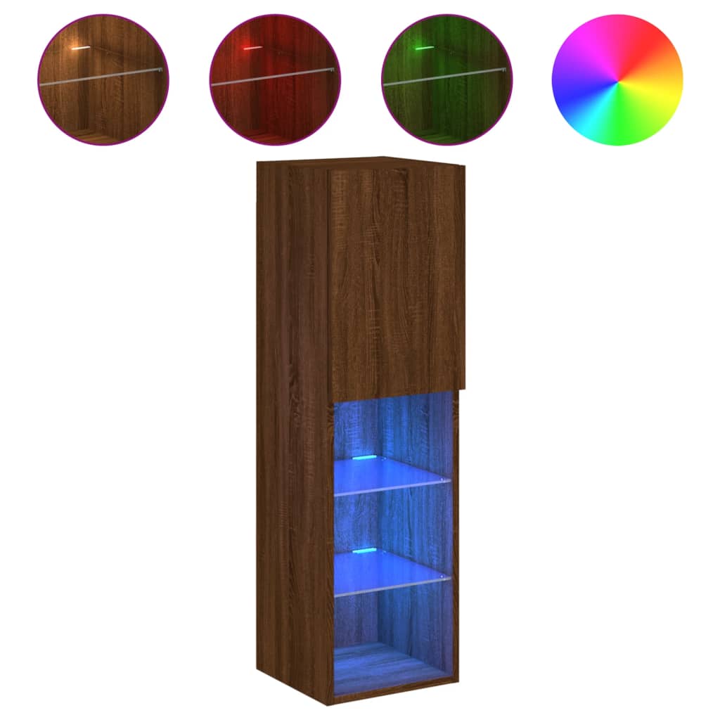 Meubles TV avec lumières LED 2 pcs chêne marron 30,5x30x102 cm - XIOS
