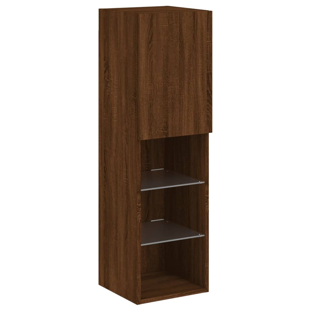 Meubles TV avec lumières LED 2 pcs chêne marron 30,5x30x102 cm - XIOS