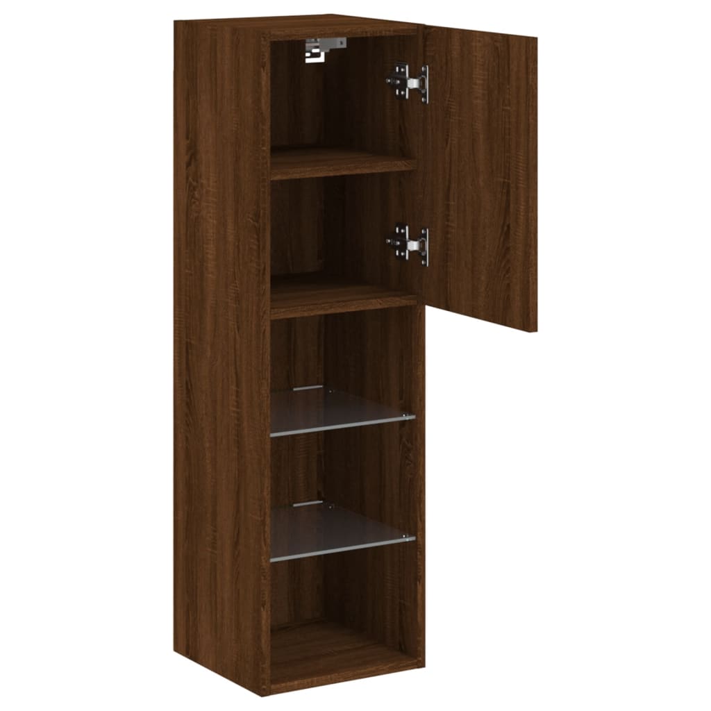 Meubles TV avec lumières LED 2 pcs chêne marron 30,5x30x102 cm - XIOS