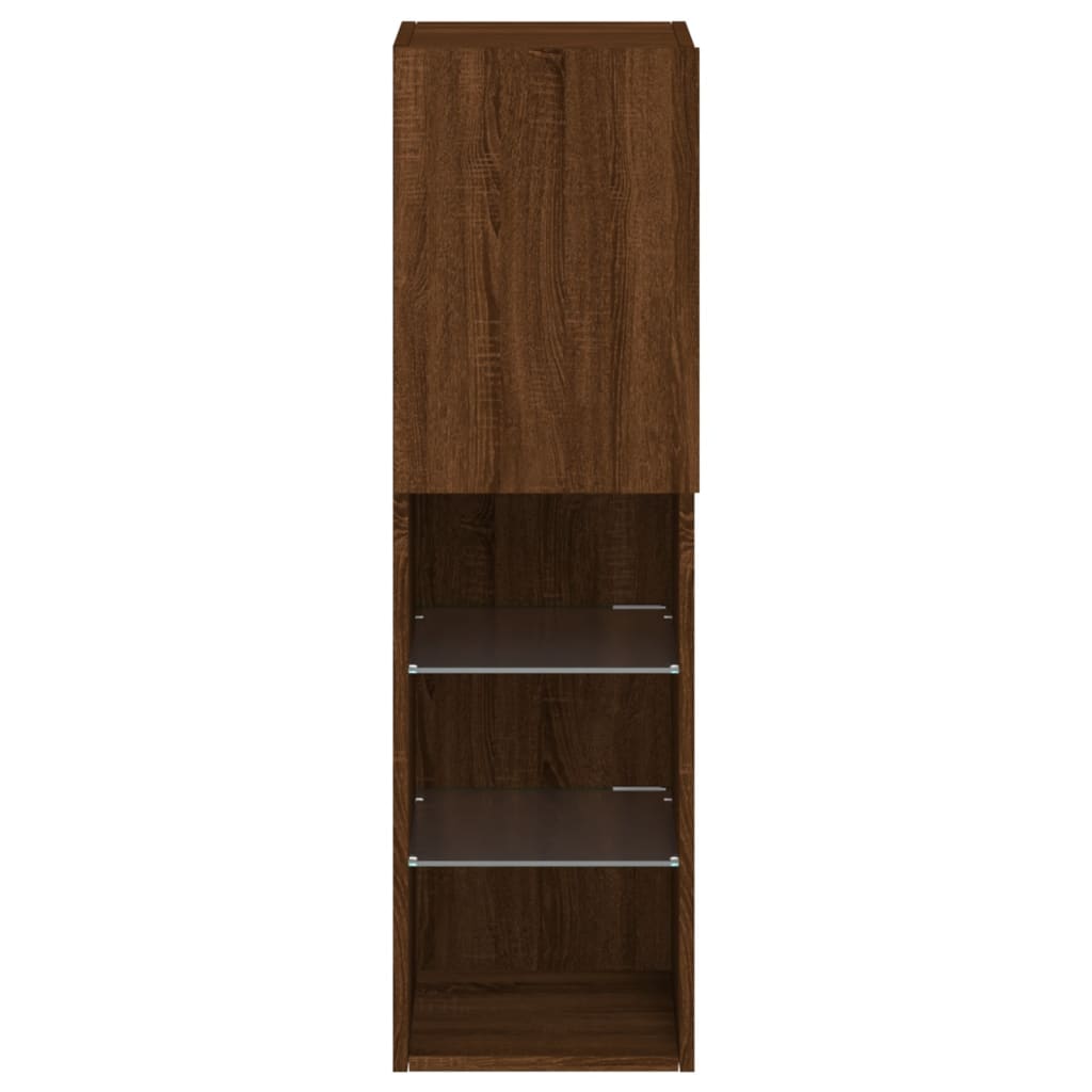 Meubles TV avec lumières LED 2 pcs chêne marron 30,5x30x102 cm - XIOS