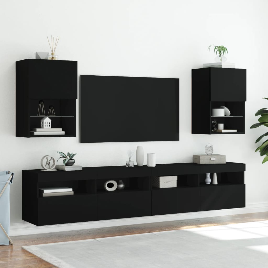 Meuble TV avec lumières LED noir 40,5x30x60 cm - XIOS