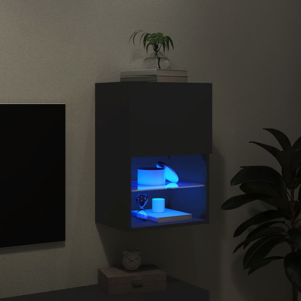 Meuble TV avec lumières LED noir 40,5x30x60 cm - XIOS