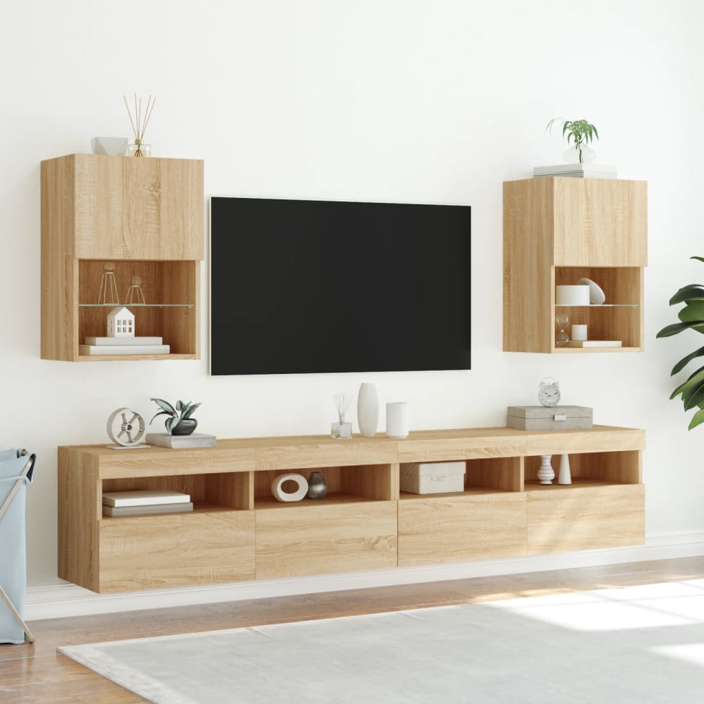 Meuble TV avec lumières LED chêne sonoma 40,5x30x60 cm - XIOS