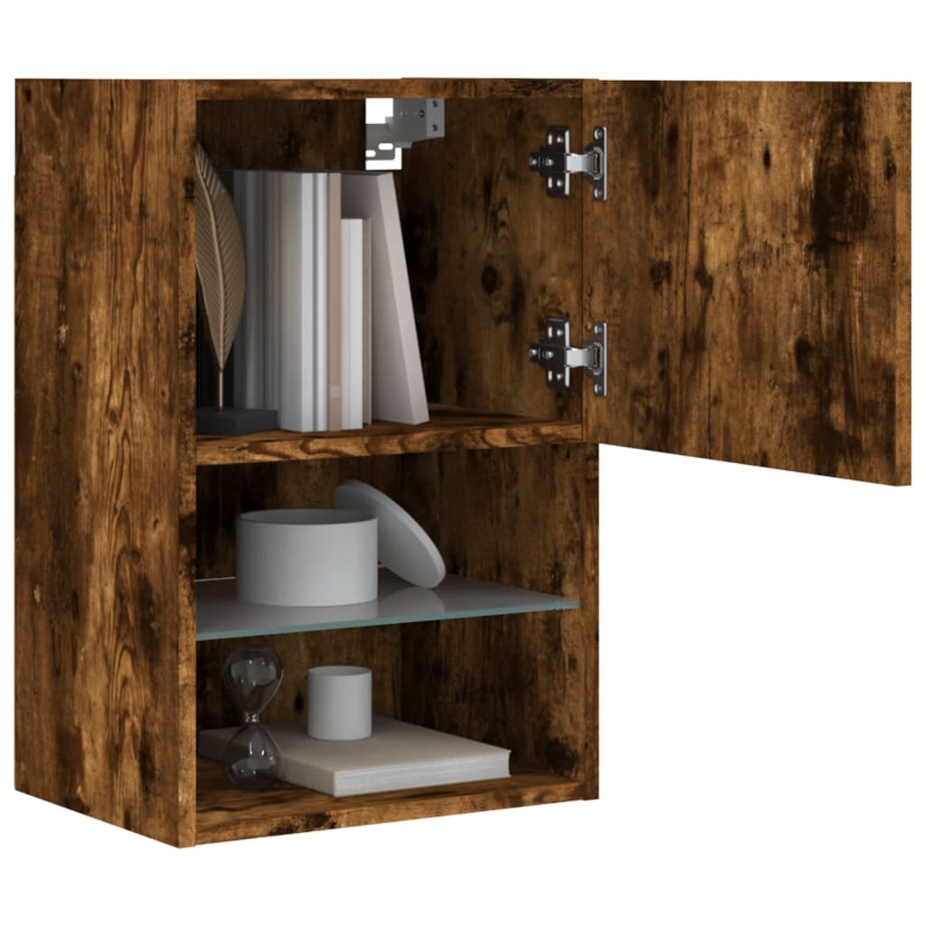 Meuble TV avec lumières LED chêne fumé 40,5x30x60 cm - XIOS