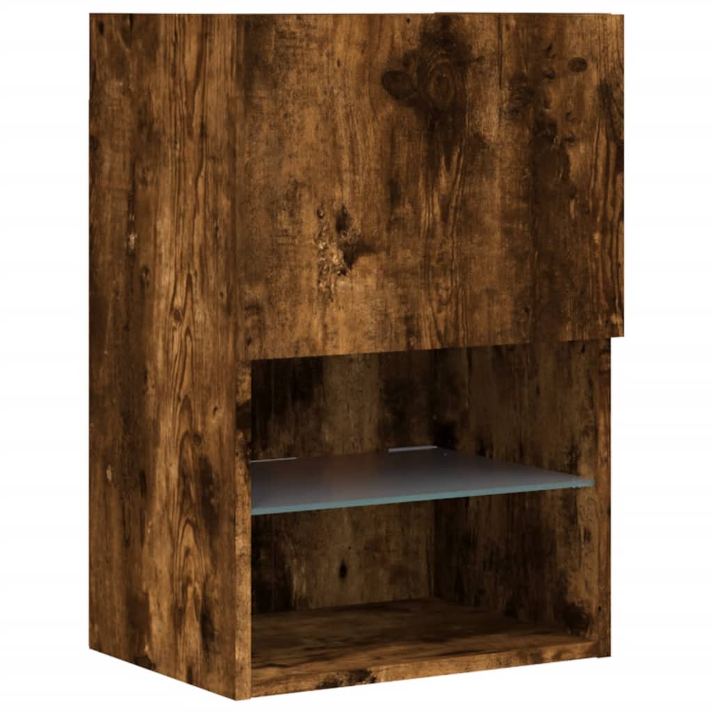 Meuble TV avec lumières LED chêne fumé 40,5x30x60 cm - XIOS