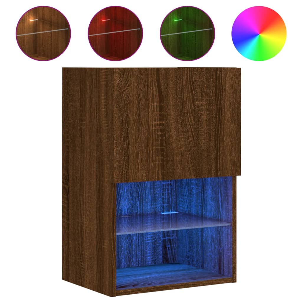 Meuble TV avec lumières LED chêne marron 40,5x30x60 cm - XIOS