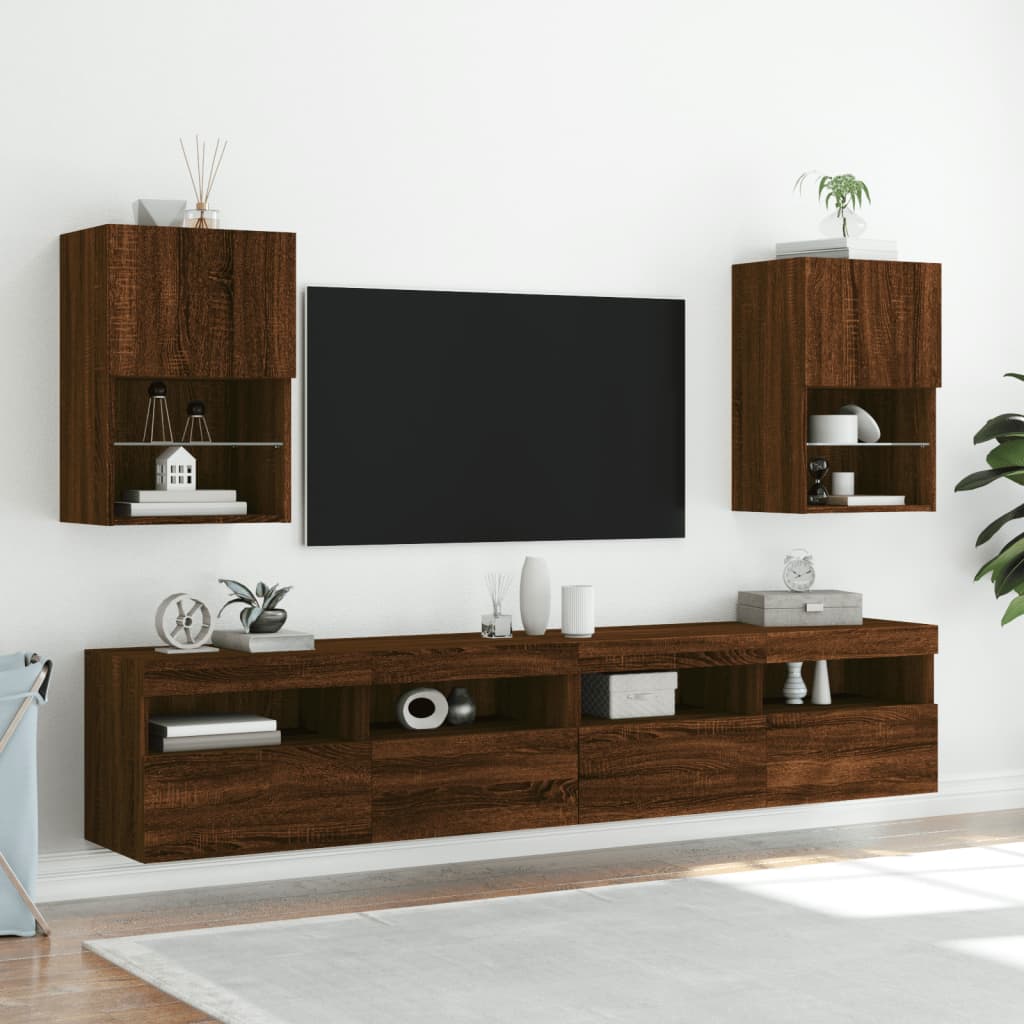 Meuble TV avec lumières LED chêne marron 40,5x30x60 cm - XIOS