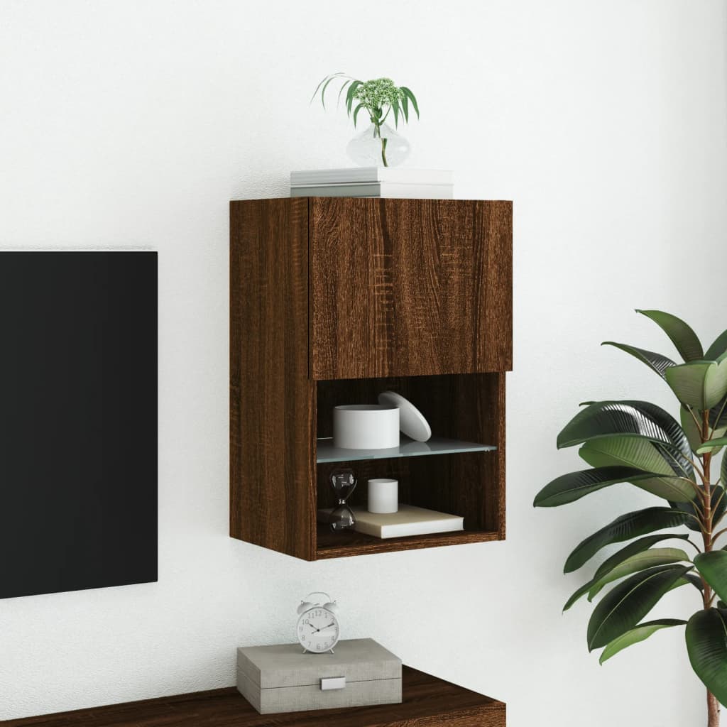 Meuble TV avec lumières LED chêne marron 40,5x30x60 cm - XIOS