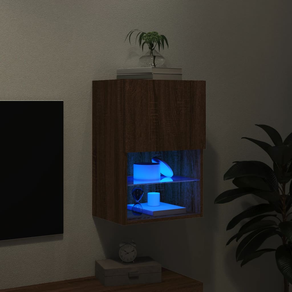 Meuble TV avec lumières LED chêne marron 40,5x30x60 cm - XIOS