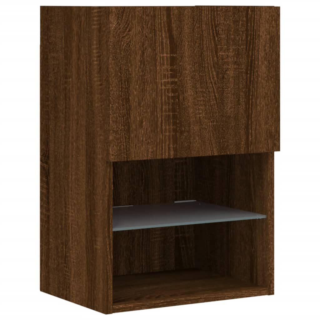 Meuble TV avec lumières LED chêne marron 40,5x30x60 cm - XIOS
