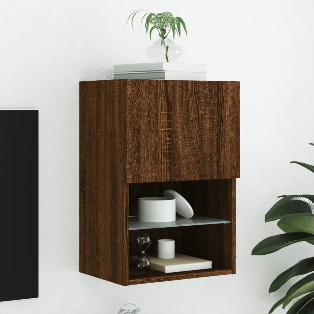 Meuble TV avec lumières LED chêne marron 40,5x30x60 cm - XIOS