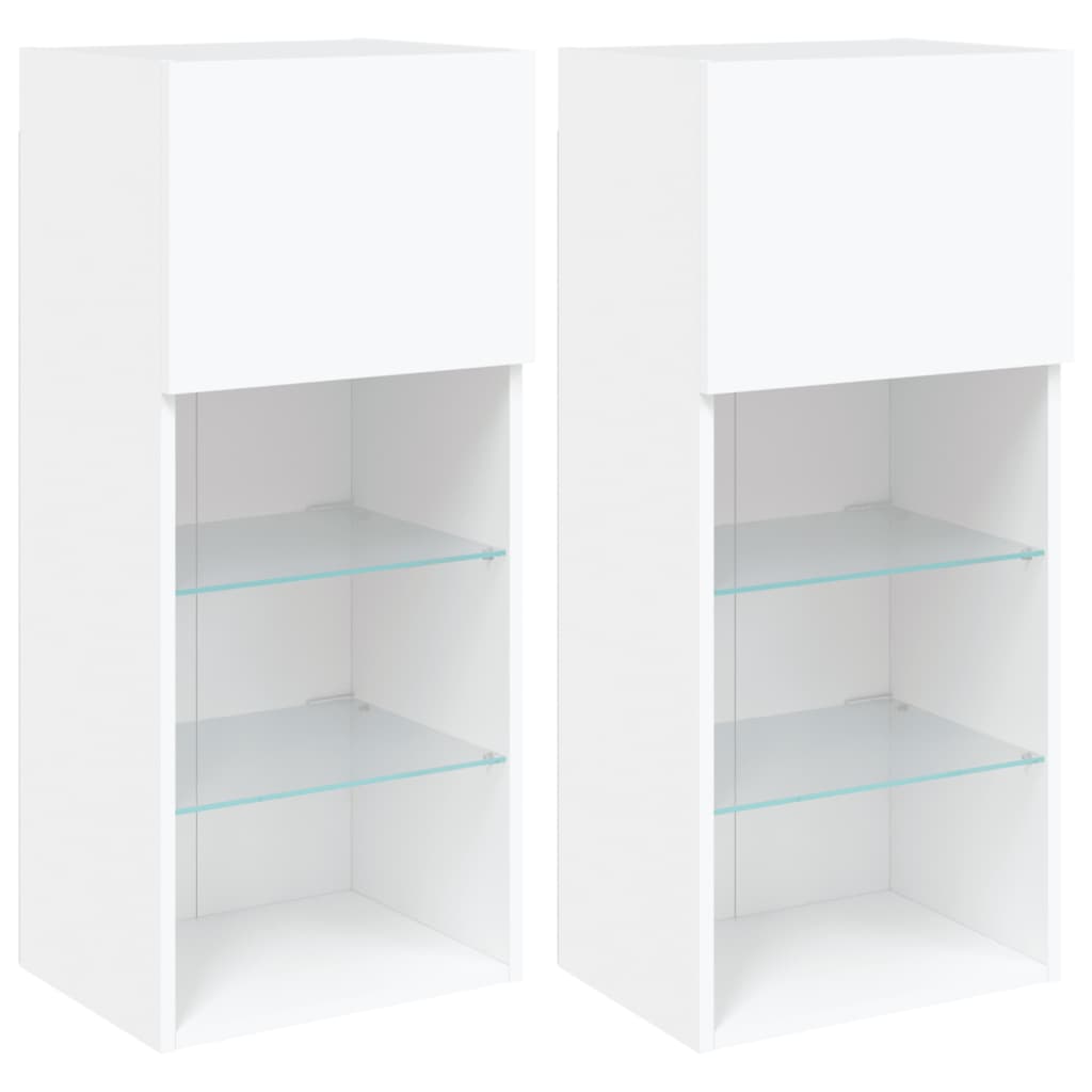Meubles TV avec lumières LED 2 pcs blanc 40,5x30x90 cm - XIOS