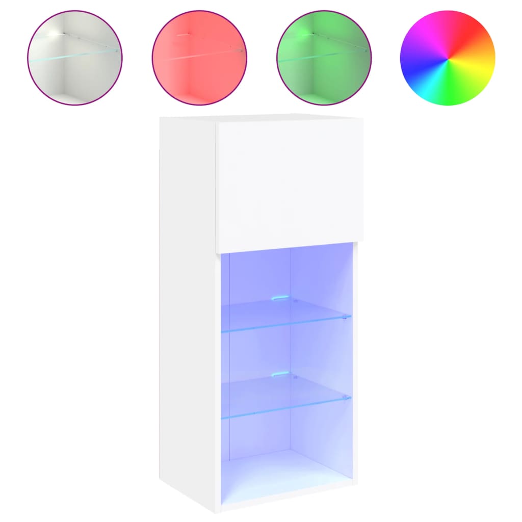 Meubles TV avec lumières LED 2 pcs blanc 40,5x30x90 cm - XIOS