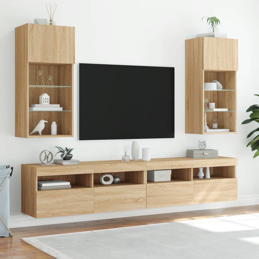 Meuble TV avec lumières LED chêne sonoma 40,5x30x90 cm - XIOS