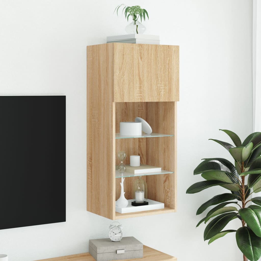 Meuble TV avec lumières LED chêne sonoma 40,5x30x90 cm - XIOS