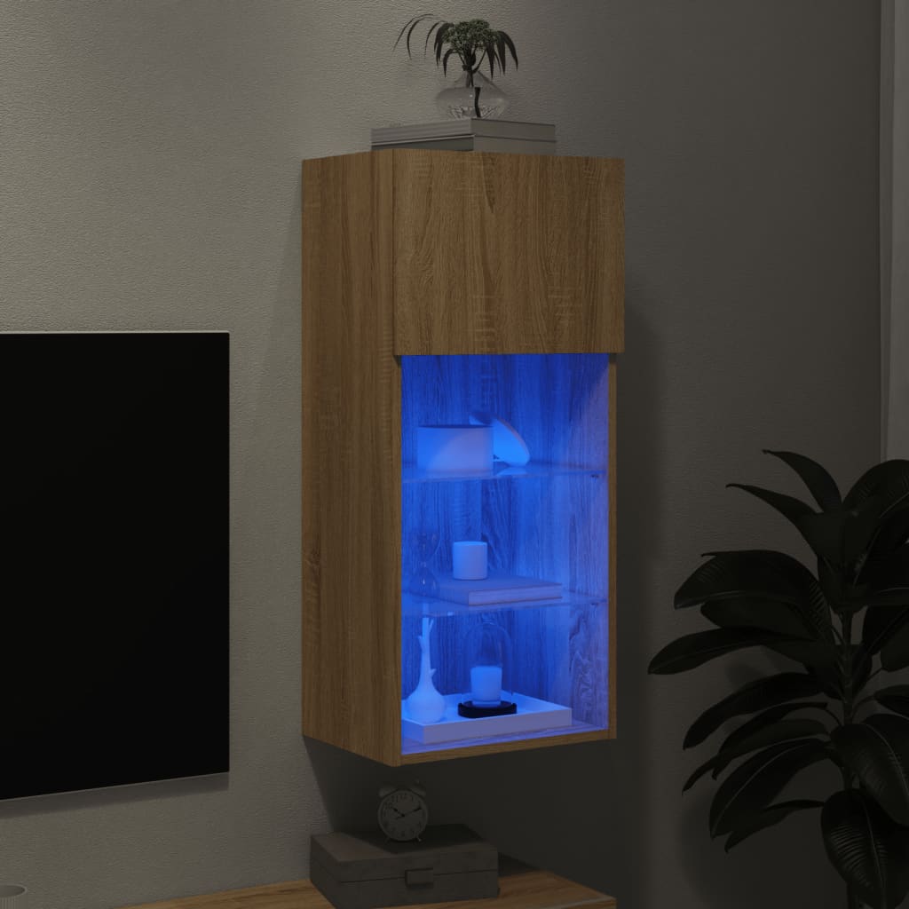 Meuble TV avec lumières LED chêne sonoma 40,5x30x90 cm - XIOS