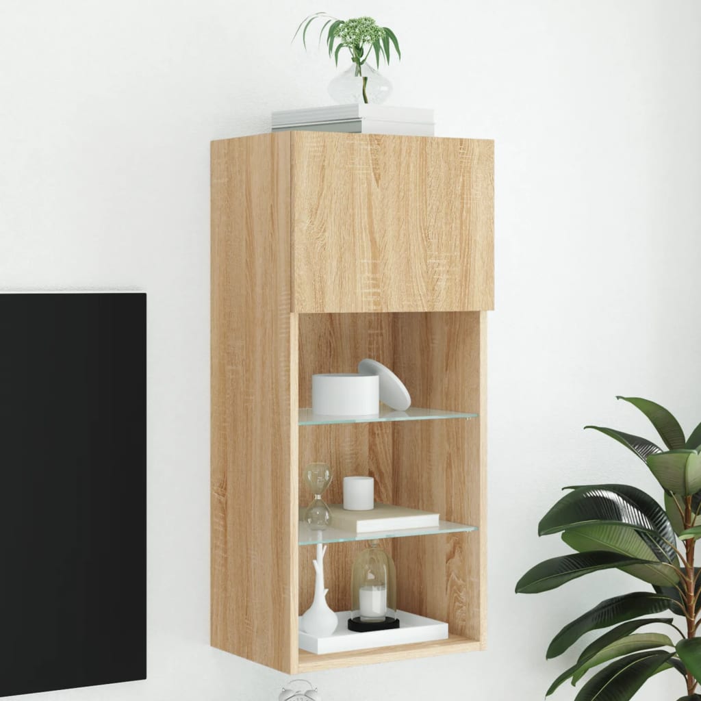 Meuble TV avec lumières LED chêne sonoma 40,5x30x90 cm - XIOS