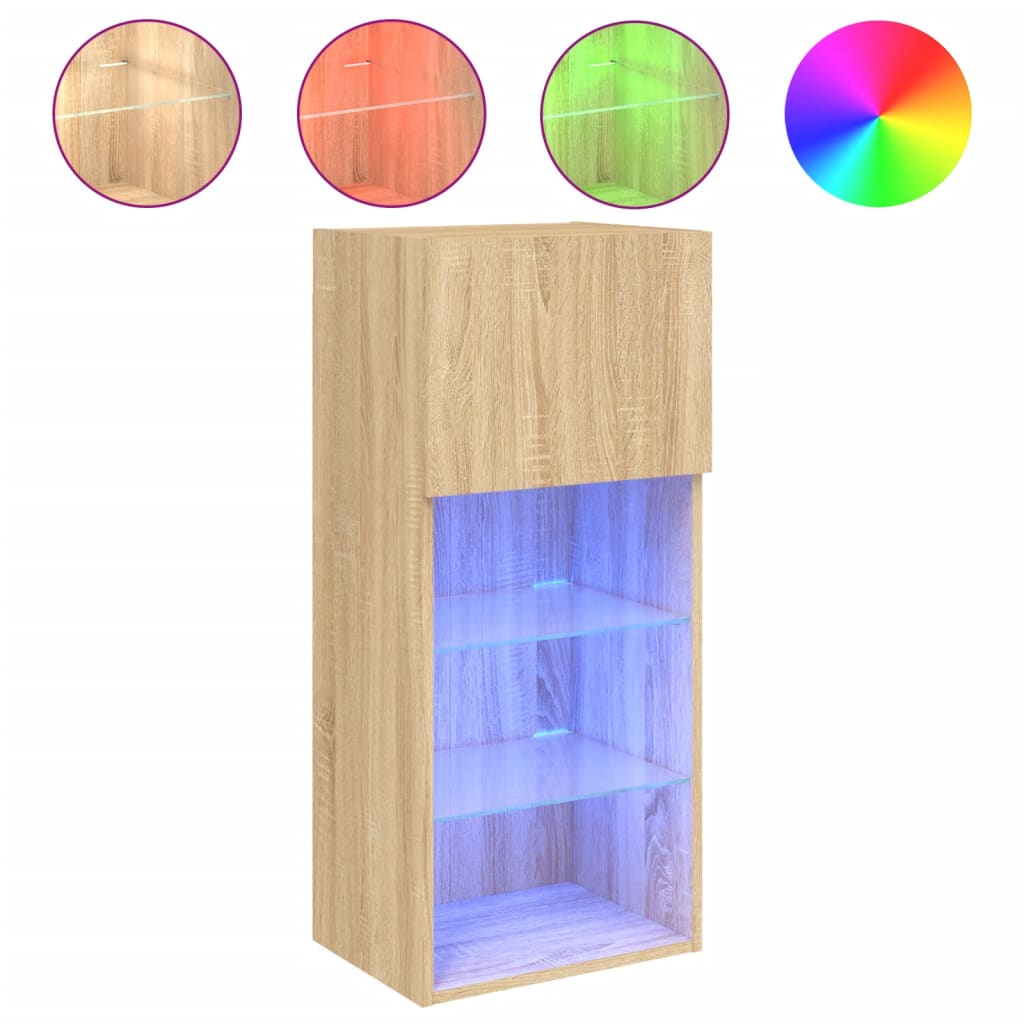 Meubles TV avec lumières LED 2 pcs chêne sonoma 40,5x30x90 cm - XIOS