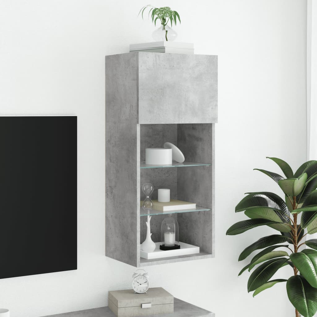 Meuble TV avec lumières LED gris béton 40,5x30x90 cm - XIOS