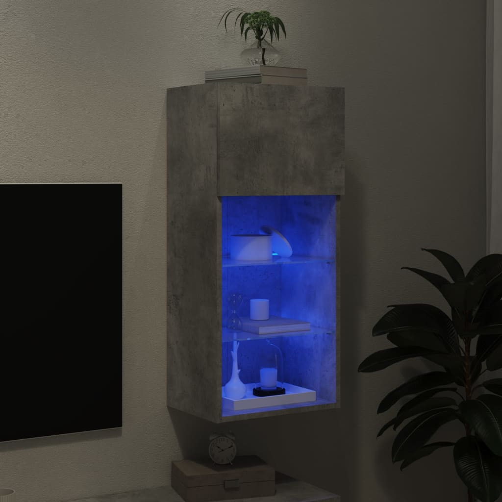 Meuble TV avec lumières LED gris béton 40,5x30x90 cm - XIOS