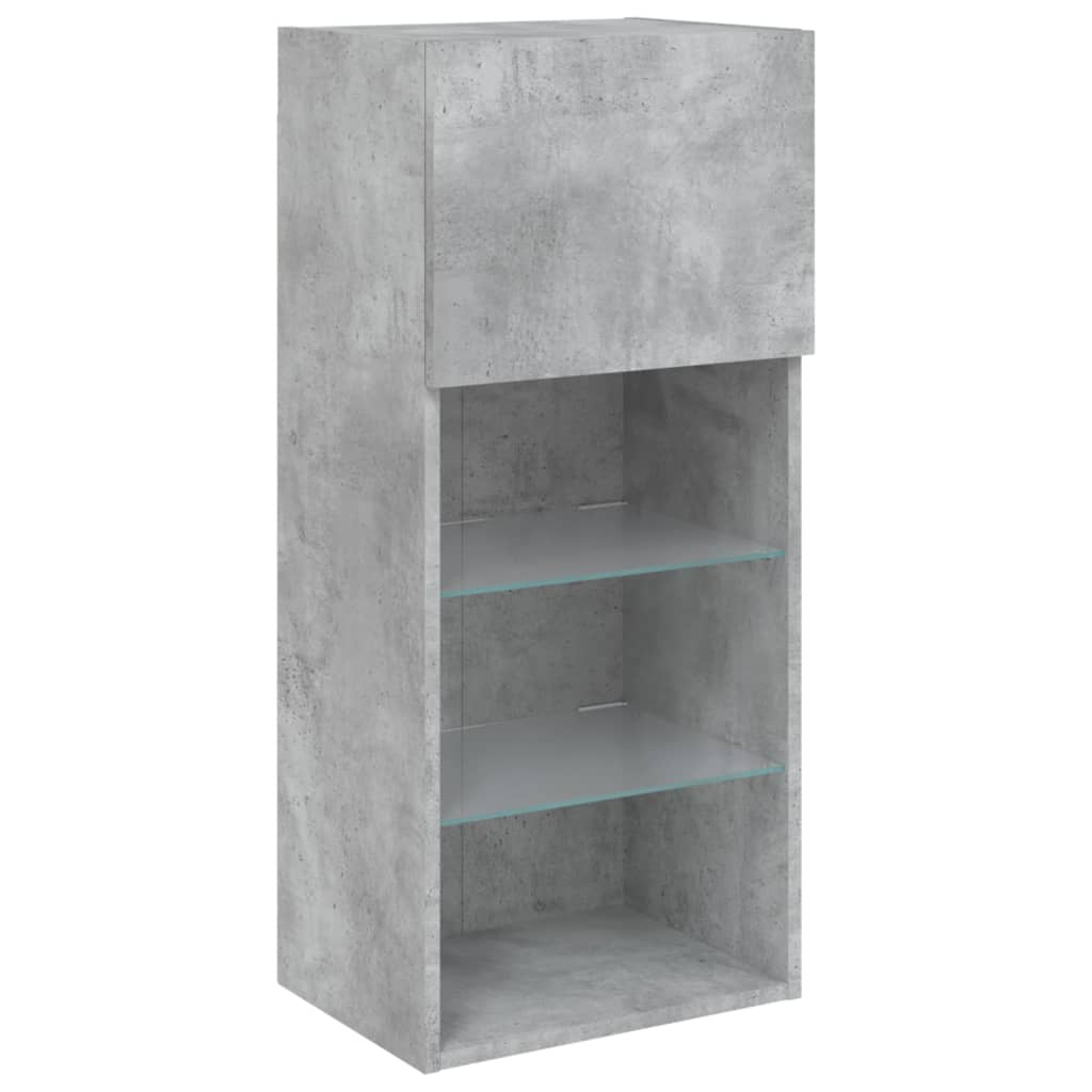 Meuble TV avec lumières LED gris béton 40,5x30x90 cm - XIOS