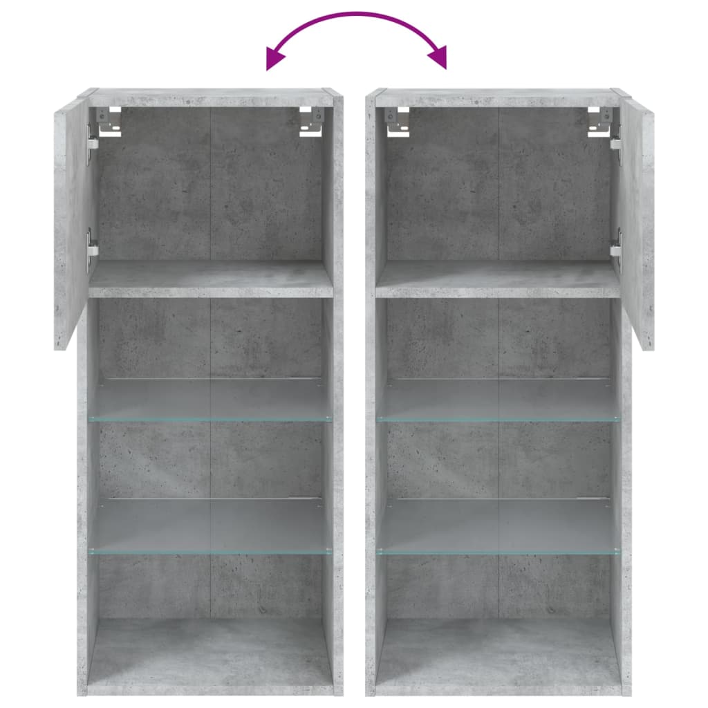 Meuble TV avec lumières LED gris béton 40,5x30x90 cm - XIOS