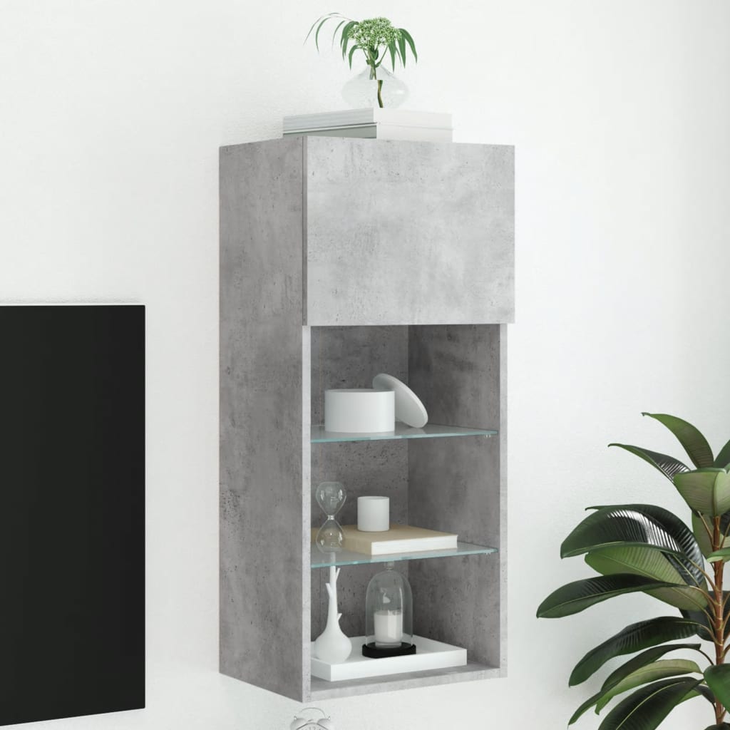 Meuble TV avec lumières LED gris béton 40,5x30x90 cm - XIOS