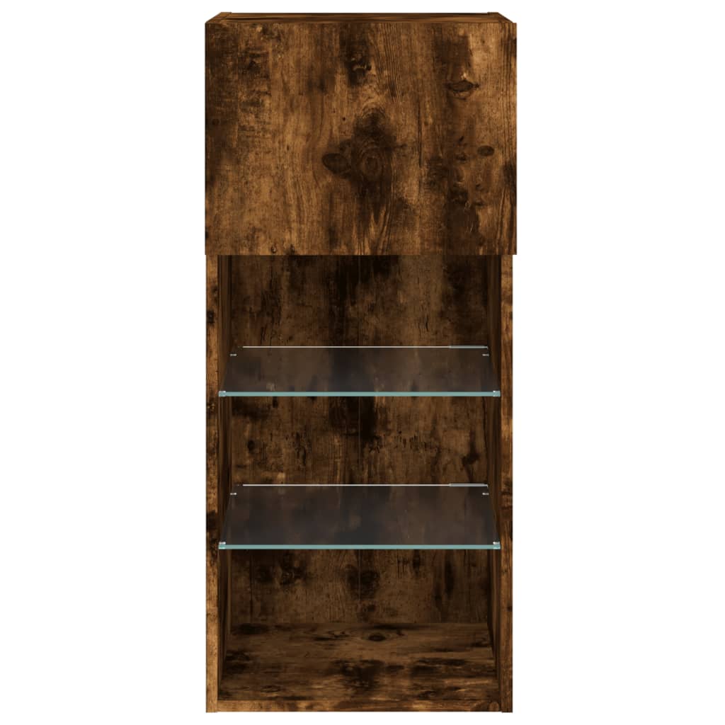 Meuble TV avec lumières LED chêne fumé 40,5x30x90 cm - XIOS