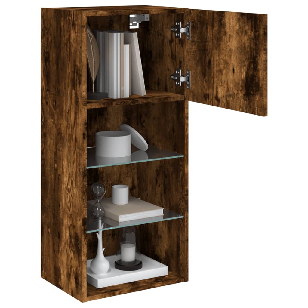Meubles TV avec lumières LED 2 pcs chêne fumé 40,5x30x90 cm - XIOS