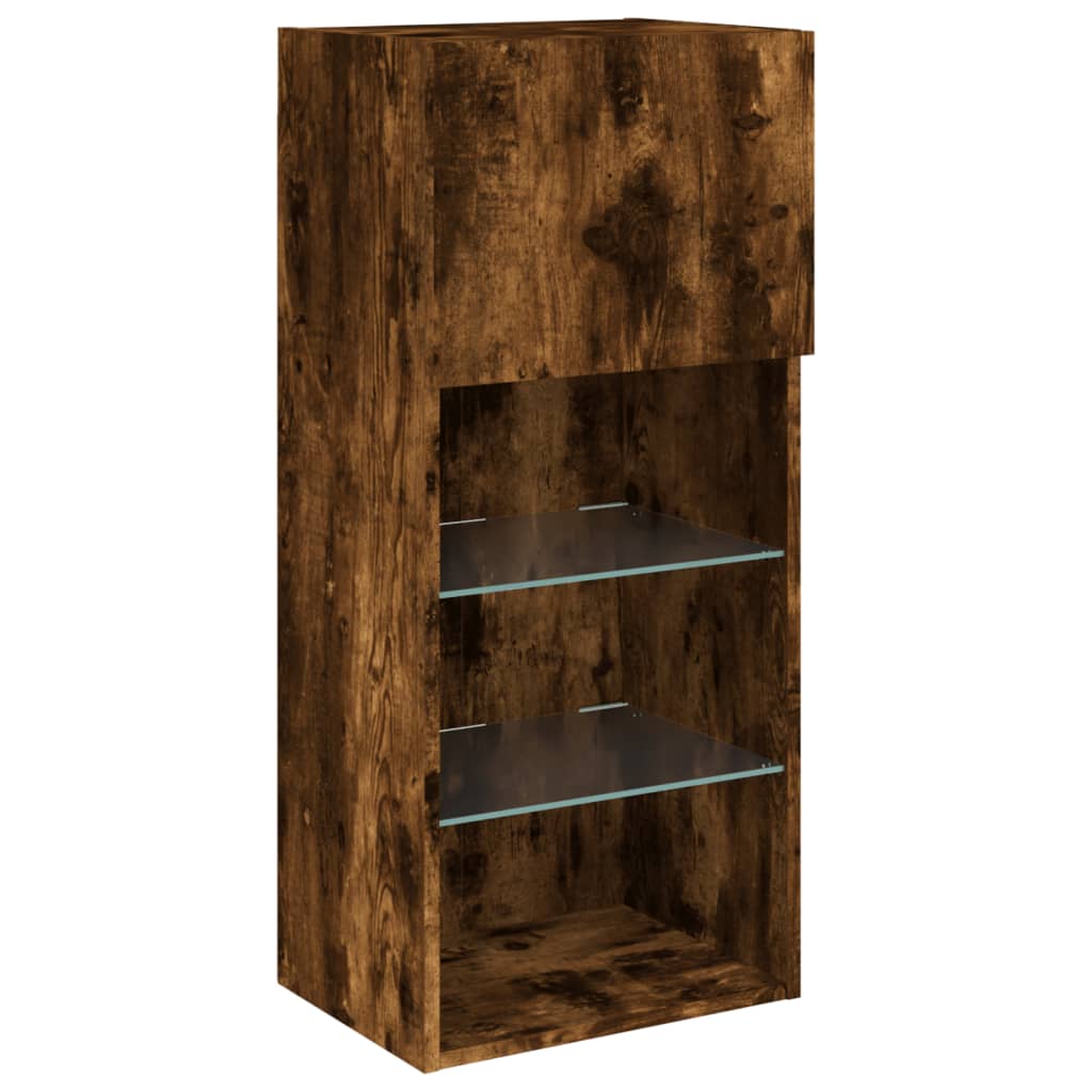 Meubles TV avec lumières LED 2 pcs chêne fumé 40,5x30x90 cm - XIOS