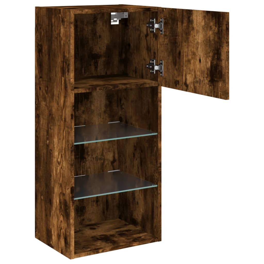 Meubles TV avec lumières LED 2 pcs chêne fumé 40,5x30x90 cm - XIOS