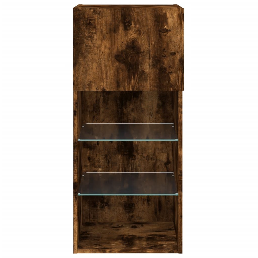 Meubles TV avec lumières LED 2 pcs chêne fumé 40,5x30x90 cm - XIOS