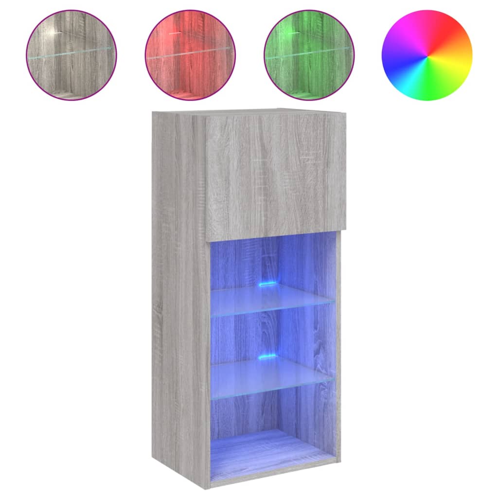 Meuble TV avec lumières LED sonoma gris 40,5x30x90 cm - XIOS