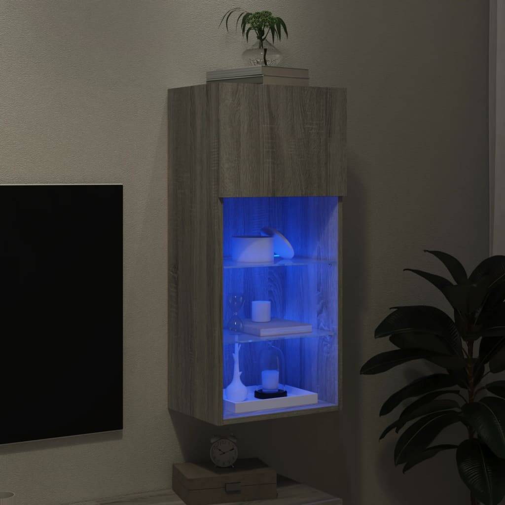 Meuble TV avec lumières LED sonoma gris 40,5x30x90 cm - XIOS
