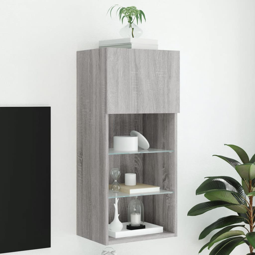 Meuble TV avec lumières LED sonoma gris 40,5x30x90 cm - XIOS
